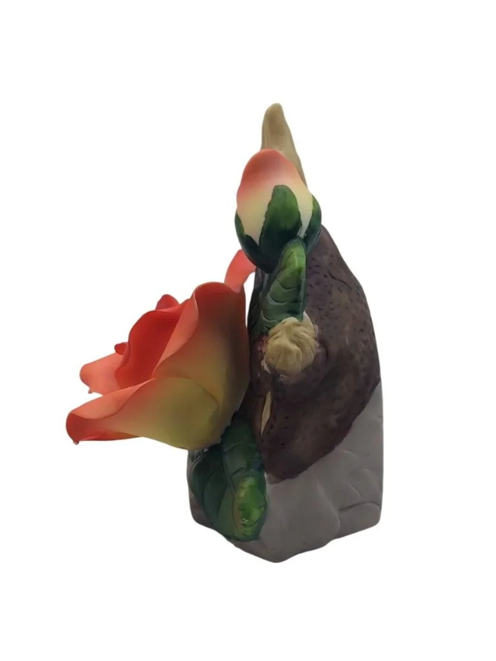 Capodimonte Style Porcelain Double Pink Rose on Branch Decorative Night Light